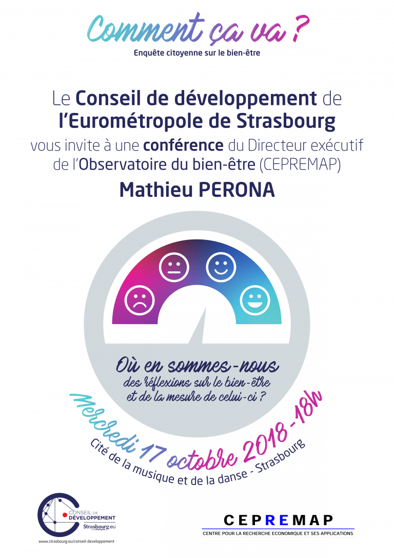 Affiche de la conférence du 17 octobre 2018 pour le Conseil de développement de l'Eurométropole de Strasbourg