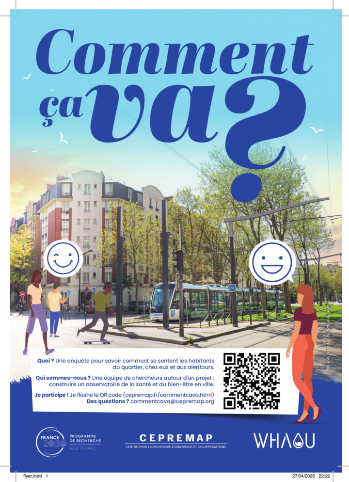 Flyer de l'enquête. Titre « Comment ça va », lien de l'enquête (https://cepremap.fr/commentcava.html) et explications de l'enquête.